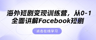 海外短剧变现训练营,从0-1全面讲解Facebook短剧-亮剑学堂
